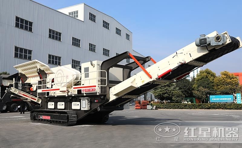 履帶移動式小型石頭破碎機，環(huán)保安全