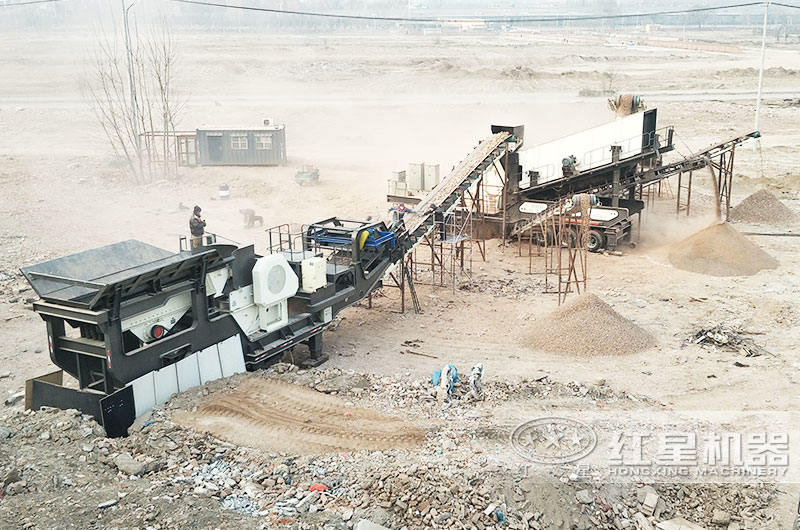 輪胎式移動建筑垃圾處理機，多機組合，減少成本30%